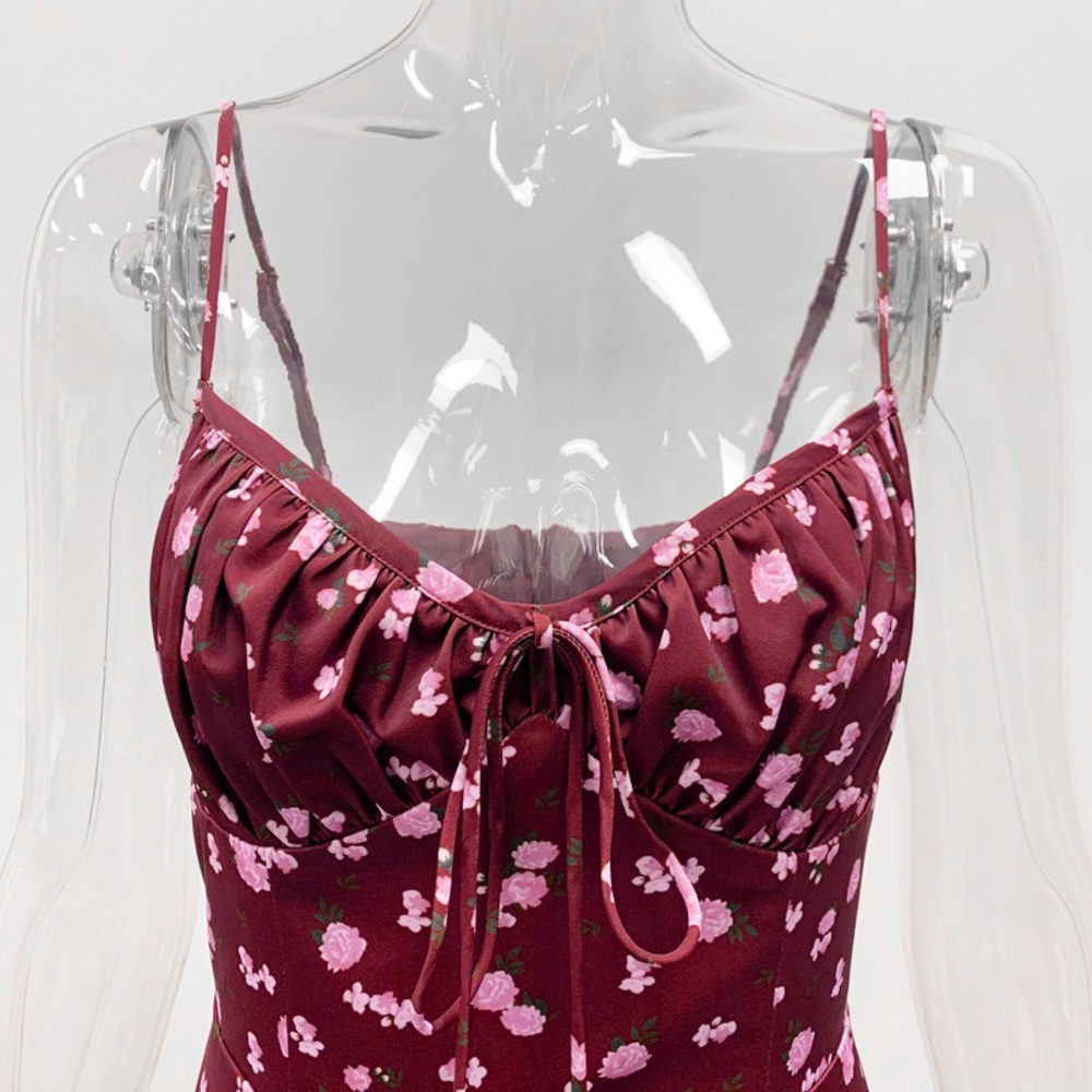 Casual Strapless Split Spaghetti Strap Dress - image 7